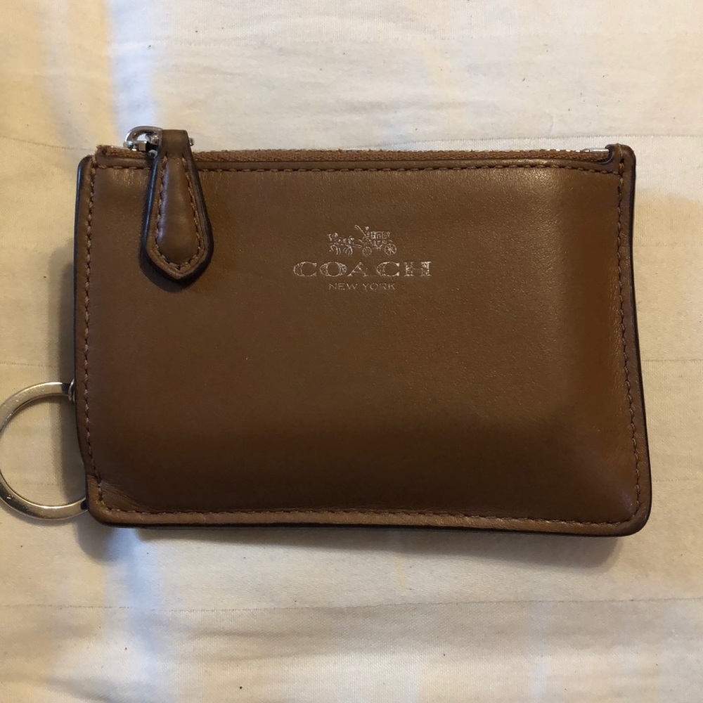 Leather coach keychain wallet